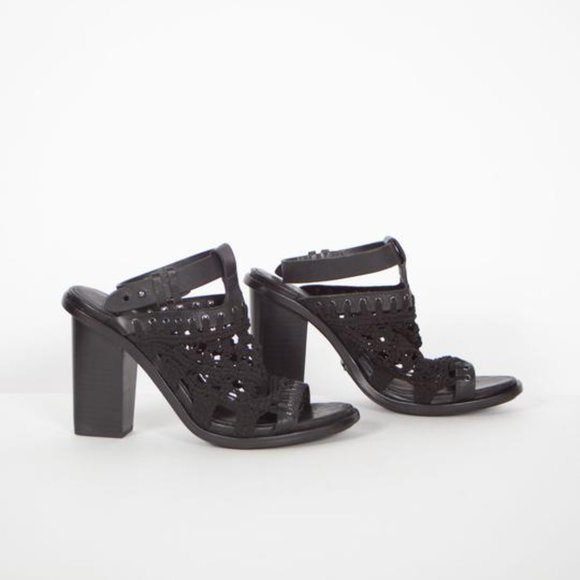 Rag & Bone High Heeled Sandals with Woven Vamp and Ankle Strap - Picture 2 of 4